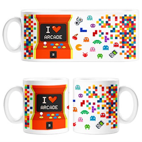 Taza I Love Arcade para retro gamers