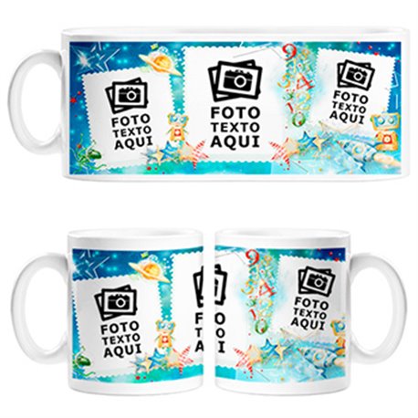 Taza personalizada con foto creativa regalo cumple tres fotos