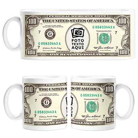 Taza personalizada con foto dolar americano