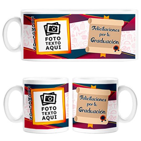 Taza personalizada con foto felicitaciones por tu graduación escolar universitaria
