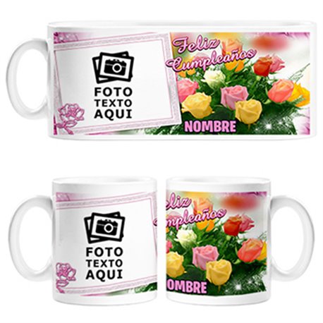 Taza personalizada con foto y nombre feliz cumpleaños chica mujer mama madre abuela