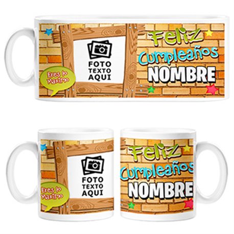 Taza personalizada con foto y nombre feliz cumpleaños eres lo máximo