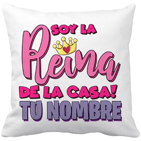 Cojín con relleno soy la reina de la casa personalizable con nombre