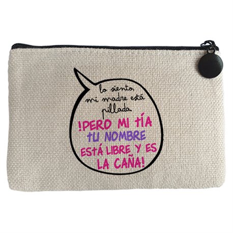 Monedero personalizable con nombre frase divertida mi tía está libre y es la caña chica
