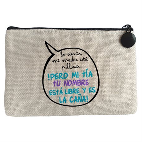 Monedero personalizable con nombre frase divertida mi tía está libre y es la caña chico