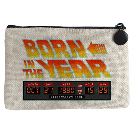 Monedero Born In The Year personalizable con año de nacimiento parodia friki de Regreso al futuro
