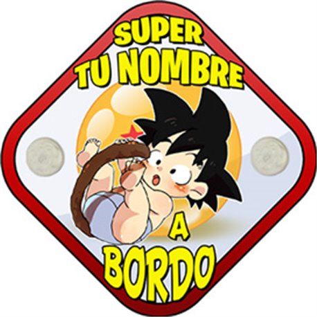 Placa bebé a bordo Super Guerrero parodia de Goku personalizable con nombre