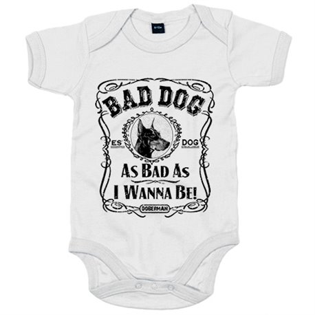Body bebé frase perro mascota raza Doberman Bad dog as bad as I wanna be