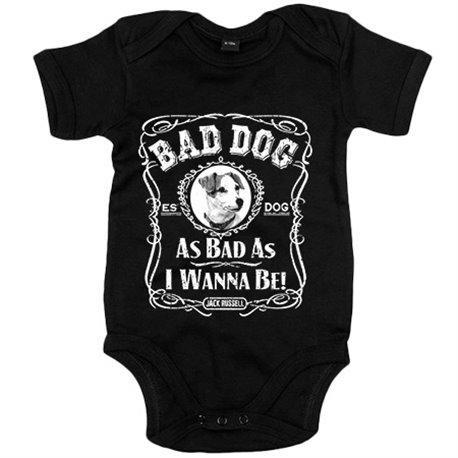 Body bebé frase perro mascota raza Jack Russell Bad dog as bad as I wanna be