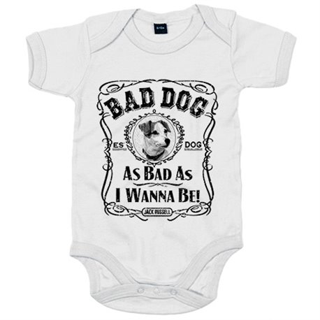 Body bebé frase perro mascota raza Jack Russell Bad dog as bad as I wanna be