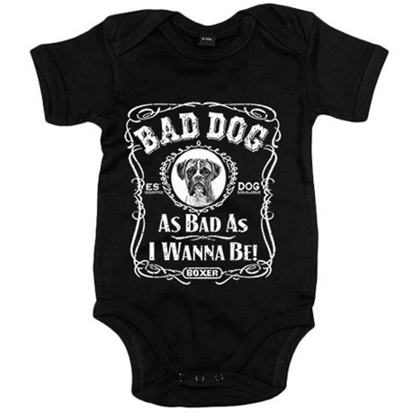 Body bebé frase perro raza Boxer Bad dog as bad as I wanna be