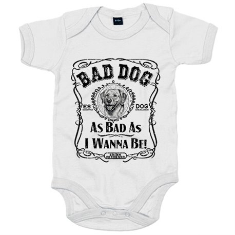 Body bebé frase perro raza Golden Retriever corredor Bad dog as bad as I wanna be
