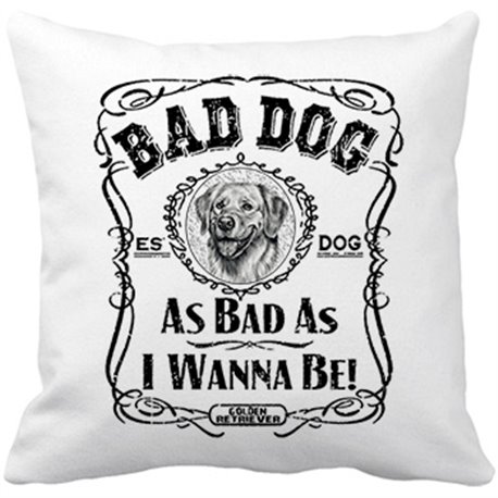 Cojín con relleno frase perro raza Golden Retriever corredor Bad dog as bad as I wanna be