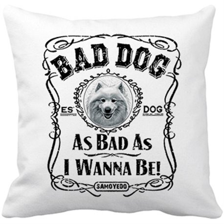 Cojín con relleno frase perro raza Samoyedo Bad dog as bad as I wanna be