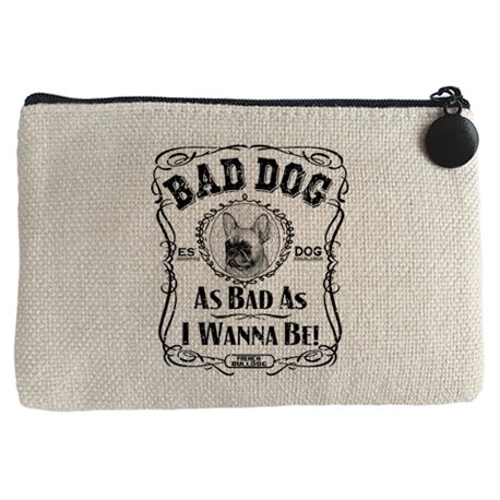 Monedero frase perro mascota raza French Bulldog Bad dog as bad as I wanna be