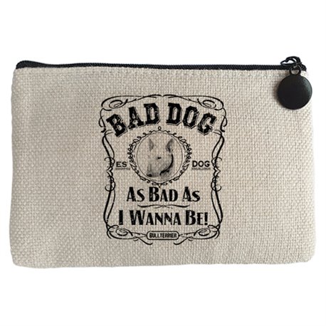 Monedero frase perro raza Bullterrier blanco Bad dog as bad as I wanna be