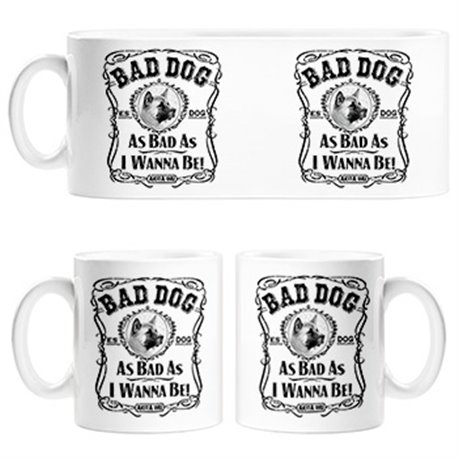 Taza frase perro mascota raza Akita Inu Bad dog as bad as I wanna be