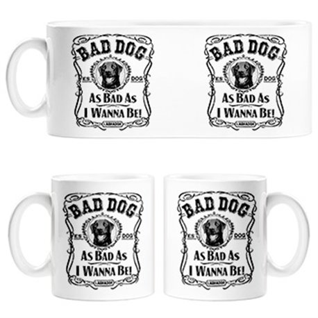 Taza frase perro raza Labrador negro Bad dog as bad as I wanna be
