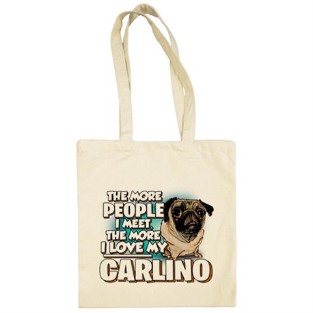 Bolsa de tela I love my Carlino raza perro