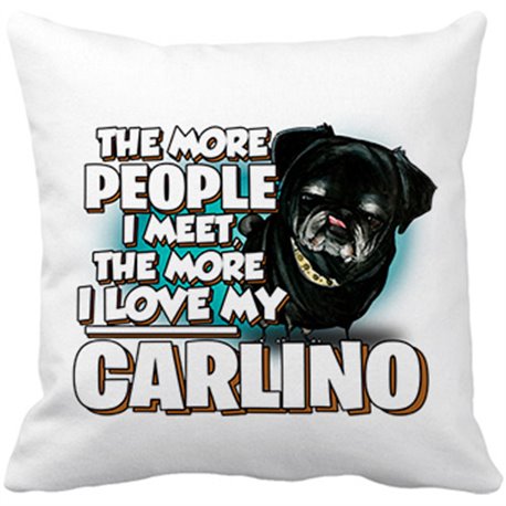 Cojín con relleno I love my Carlino Black raza perro