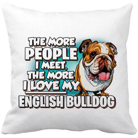 Cojín con relleno I love my English Bulldog mascota raza perro