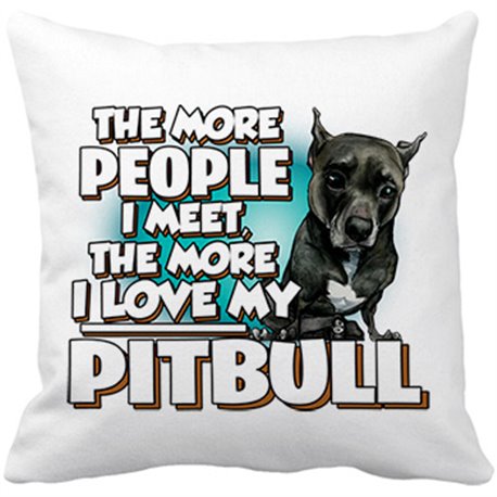 Cojín con relleno I love my Pitbull negro raza perro
