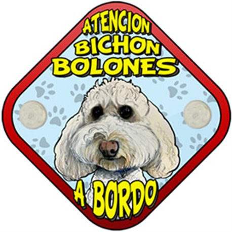 Placa perro a bordo atención Bichón Bolonés