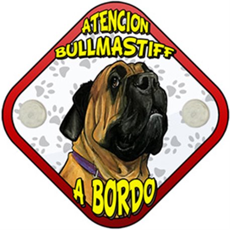 Placa perro a bordo atención Bullmastiff