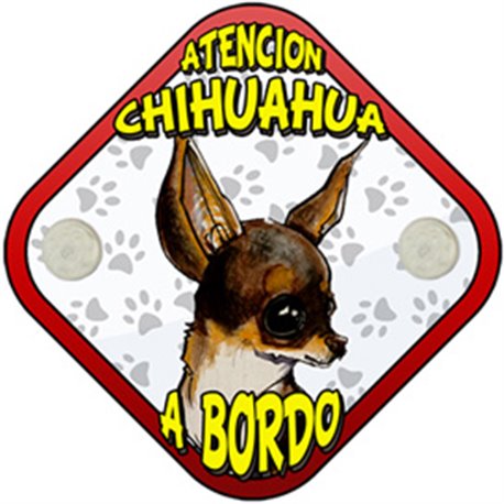 Placa perro a bordo atención Chihuahua
