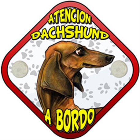 Placa perro a bordo atención Dachshund marrón