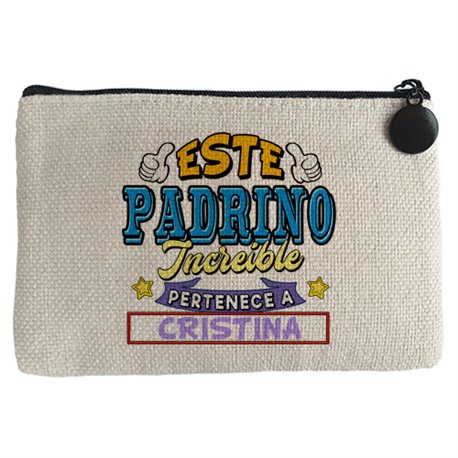 Monedero personalizable con nombre ejemplo Este padrino increíble pertenece a Pablo y Carlos