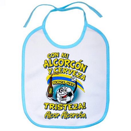 Babero frase con mi Alcorcón y cerveza nunca hay tristeza para aficionado al fútbol