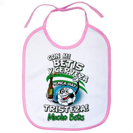 Babero frase con mi Betis y cerveza nunca hay tristeza fútbol