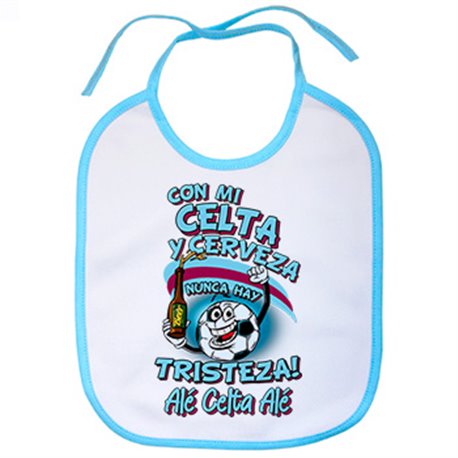 Babero frase con mi Celta y cerveza nunca hay tristeza para aficionado al fútbol