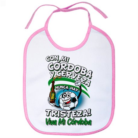 Babero frase con mi Córdoba y cerveza nunca hay tristeza fútbol