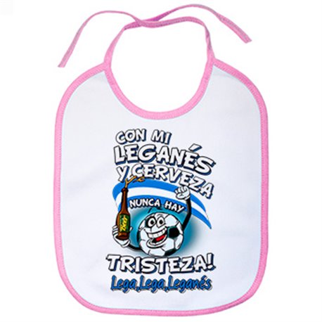 Babero frase con mi Leganés y cerveza nunca hay tristeza Lega fútbol