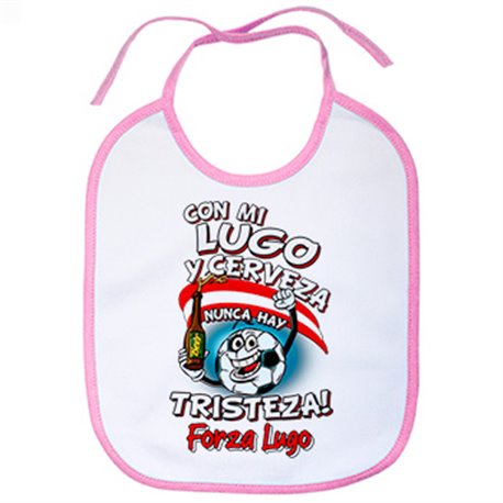 Babero frase con mi Lugo y cerveza nunca hay tristeza fútbol