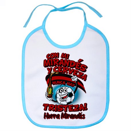 Babero frase con mi Mirandés y cerveza nunca hay tristeza para aficionado al fútbol