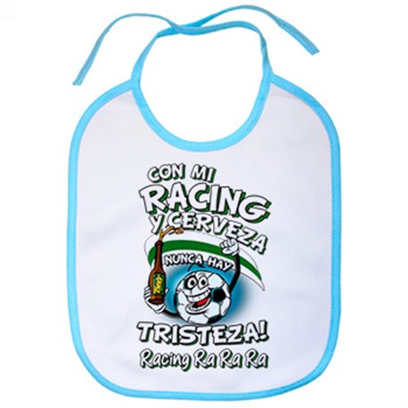 Babero frase con mi Racing y cerveza nunca hay tristeza Santander fútbol