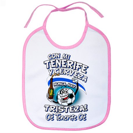 Babero frase con mi Tenerife y cerveza nunca hay tristeza fútbol