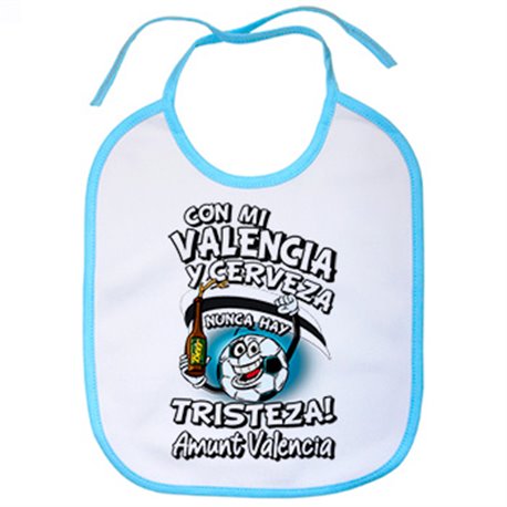 Babero frase con mi Valencia y cerveza nunca hay tristeza para aficionado al fútbol