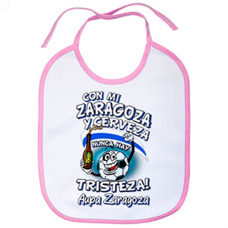 Babero frase con mi Zaragoza y cerveza nunca hay tristeza fútbol