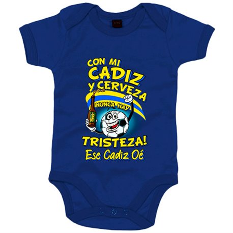 Body bebé frase con mi Cádiz y cerveza nunca hay tristeza fútbol