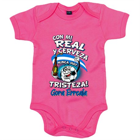 Body bebé frase con mi Real y cerveza nunca hay tristeza Sociedad San Sebastían fútbol