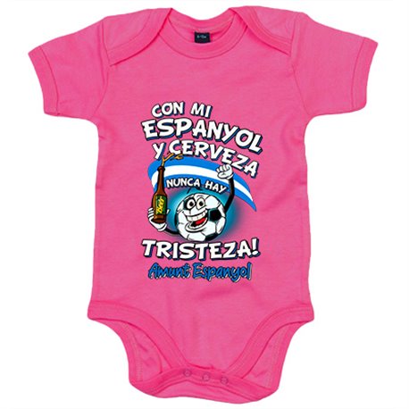 Body bebé frase con mi Espanyol y cerveza nunca hay tristeza fútbol