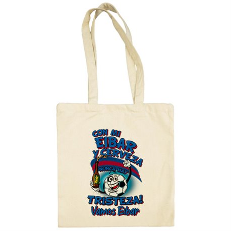 Bolsa de tela frase con mi Eibar y cerveza nunca hay tristeza fútbol