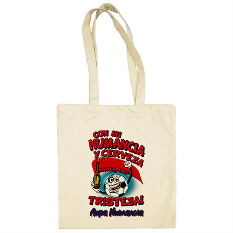 Bolsa de tela frase con mi Numancia y cerveza nunca hay tristeza Soria fútbol