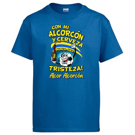 Camiseta frase con mi Alcorcón y cerveza nunca hay tristeza para aficionado al fútbol
