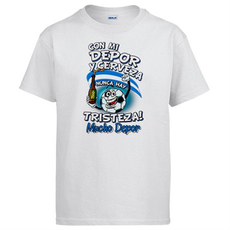 Camiseta frase con mi Depor y cerveza nunca hay tristeza La Coruña fútbol