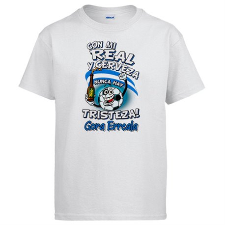 Camiseta frase con mi Real y cerveza nunca hay tristeza Sociedad San Sebastían fútbol
